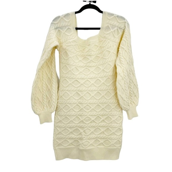 MORE TO COME Simone Cable Knit Dress In Cream Women's Size L NWOT - Picture 6 of 10